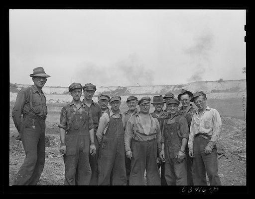 Blasting crew and foreman. Albany Mine near Bovey, Minnesota