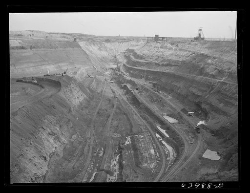 Untitled photo, possibly related to: One end of the largest open pit iron mine in the world. The Hull-Rust-Mahoning, Hibbing, Minnesota