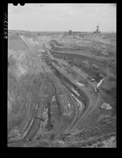One end of the largest open pit iron mine in the world. The Hull-Rust-Mahoning, Hibbing, Minnesota