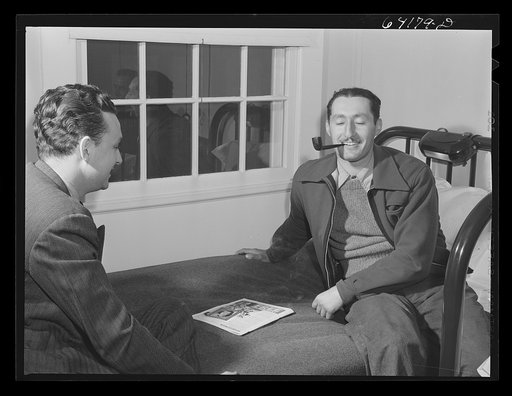 Untitled photo, possibly related to: Defense worker reading a letter from home. He works at the proving grounds in Aberdeen, Maryland and lives in one of the FSA (Farm Security Administration) dormitories for defense workers