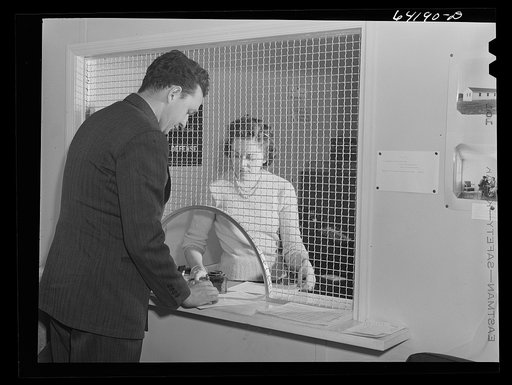 Defense worker applying for room in FSA (Farm Security Administration) dormitory near Aberdeen proving grounds. Aberdeen, Maryland