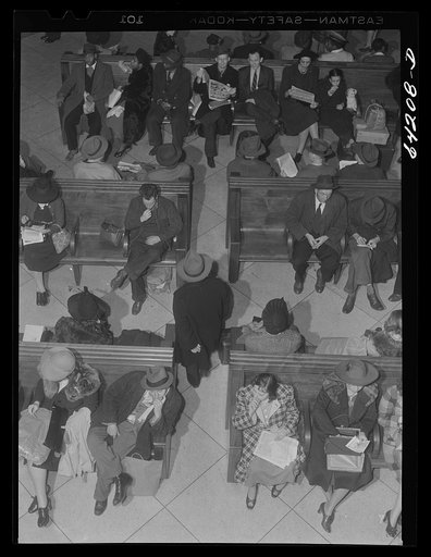 Washington, D.C. Greyhound bus terminal on the day before Christmas. Waiting room