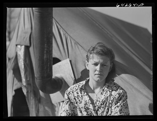 Newton County, Missouri. Camp Crowder area. Wife of construction worker from Oklahoma living in tent along U.S. Highway No. 71