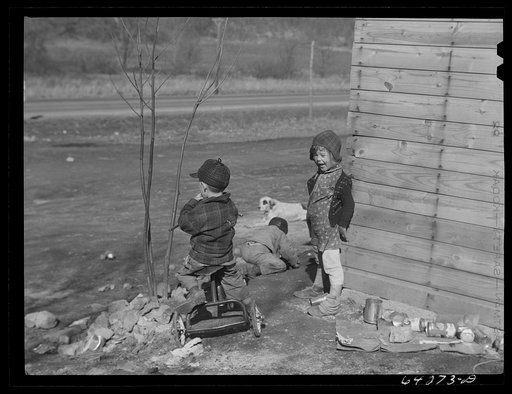 Untitled photo, possibly related to: Newton County, Missouri. Camp Crowder area. Children of construction workers living in cabins along U.S. Highway No. 71