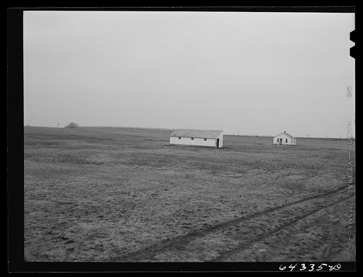 Bates County relocation project, Missouri. Farm unit built on land bought by FSA (Farm Security Administration). This place will be occupied by one of the displaced farmers from the Camp Crowder construction area