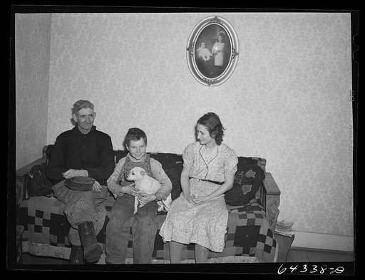 Bates County relocation project, Missouri. Fred Whitesell and family, now living on a 160 acre farm. They moved up here with the aid of the FSA (Farm Security Administration) after the Army had bought up their Ozark farm for construction of Camp Crowder