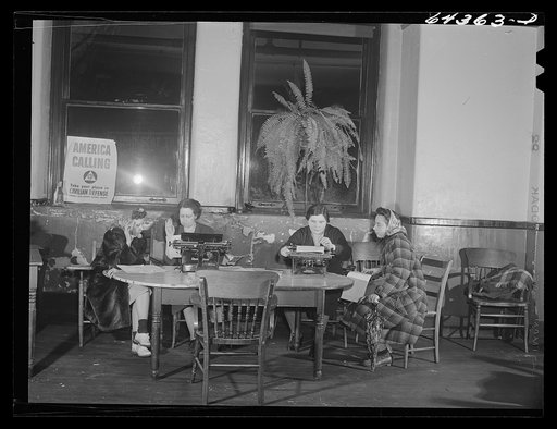 Marietta, Ohio. Housewives signing up for civilian defense in basement of the courthouse