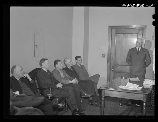 Untitled photo, possibly related to: Athens, Ohio. Meeting of the utilities division of the civilian defense council