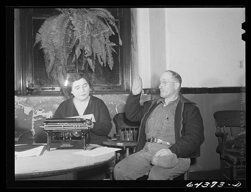 Marietta, Ohio. Citizen swearing in as civilian defense worker