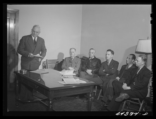 Athens, Ohio. H.D. Palmer, executive director of the civilian defense council, addressing a meeting of the utilities division, including representatives of power, gas, electric, telephone companies