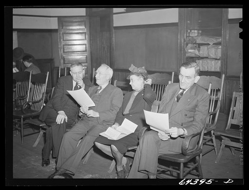 Untitled photo, possibly related to: Portsmouth, Ohio. Doctors of the medical service committee under civilian defense program meeting to discuss organization