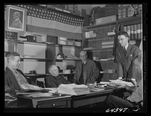 Gallipolis, Ohio. Selective Service Board of Gallia County, Ohio. The man in the center is editor of local paper who has stopped in to look for a story