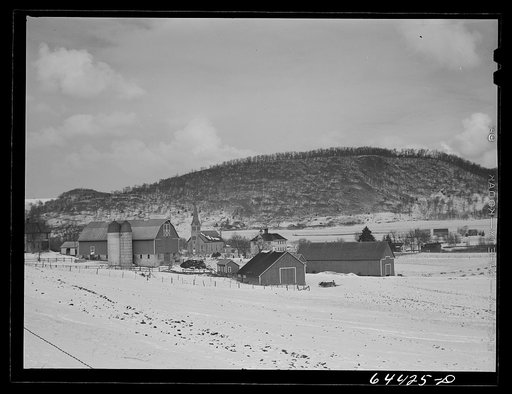 Farms and village in Wisconsin dairy country
