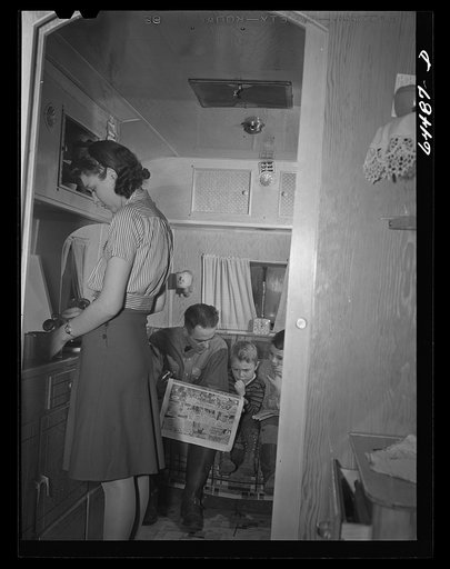 Burlington, Iowa. Acres unit, FSA (Farm Security Administration) trailer camp. Barker family in their trailer
