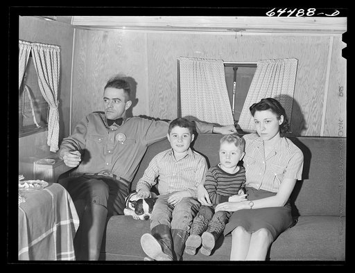Burlington, Iowa. Acres unit, FSA (Farm Security Administration) trailer camp. Barker family in their trailer