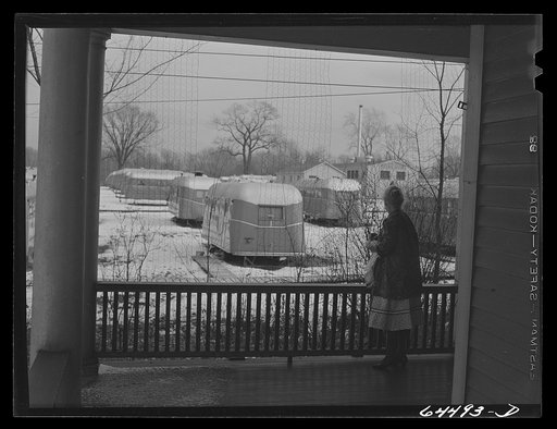 Untitled photo, possibly related to: Burlington, Iowa. Acres unit, FSA (Farm Security Administration) trailer camp. The camp is in a residential section