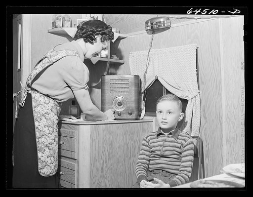 Untitled photo, possibly related to: Burlington, Iowa. Sunnyside unit, FSA (Farm Security Administration) trailer camp. In a trailer for workers at Burlington ordnance plant