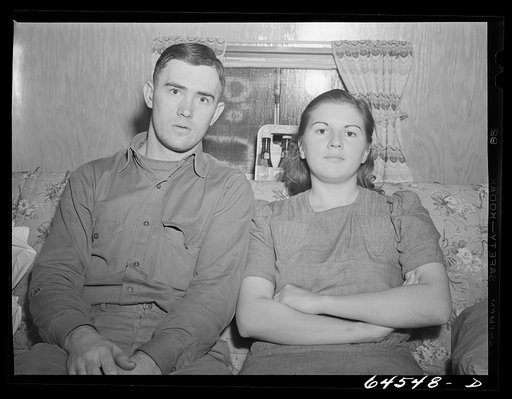 Untitled photo, possibly related to: Burlington, Iowa. Sunnyside unit of FSA (Farm Security Administration) camp. Simmons family in their trailer for workers at Burlington ordnance plant