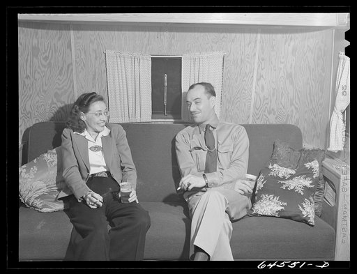 Untitled photo, possibly related to: Burlington, Iowa. Sunnyside unit, FSA (Farm Security Administration) trailer camp. In a trailer for workers at Burlington ordnance plant
