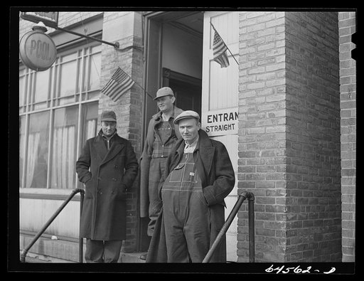 Untitled photo, possibly related to: Glencoe, Minnesota. Farmers who have registered under Selective Service act in the firehouse at Glencoe, Minnesota