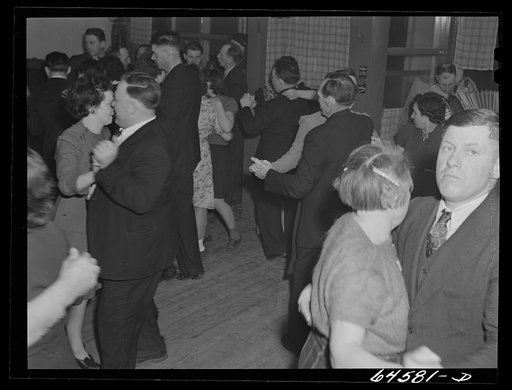 Untitled photo, possibly related to: Meeker County, Minnesota. Farmers' dance in crossroads store