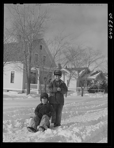 Untitled photo, possibly related to: Richardton, North Dakota. Boys playing in the snow