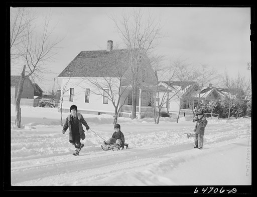 Richardton, North Dakota. Boys playing in the snow