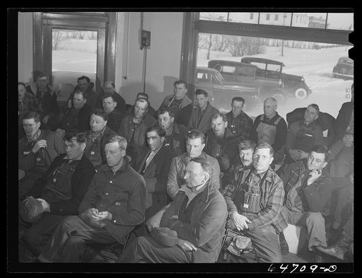 Gladstone, North Dakota. Farmers attending Food for Victory meeting sponsored by the U.S. Department of Agriculture
