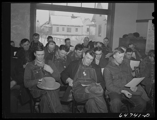Gladstone, North Dakota. Farmers attending Food for Victory meeting sponsored by the U.S. Department of Agriculture