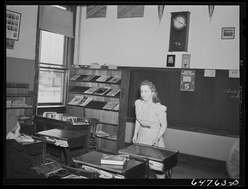 Untitled photo, possibly related to: Epping, North Dakota. Meeting of women and high school girls of the town to promote the sale of defense stamps and bonds