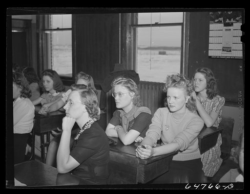 Epping, North Dakota. Meeting of women and high school girls of the town to promote the sale of defense stamps and bonds