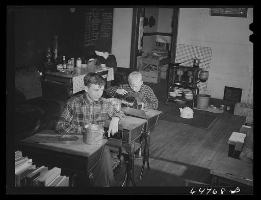 Williams County, North Dakota. Lunchtime in rural school