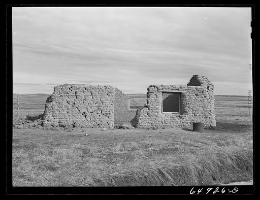 Garfield County, Montana. Abandoned home of early settler made of sun-baked bricks