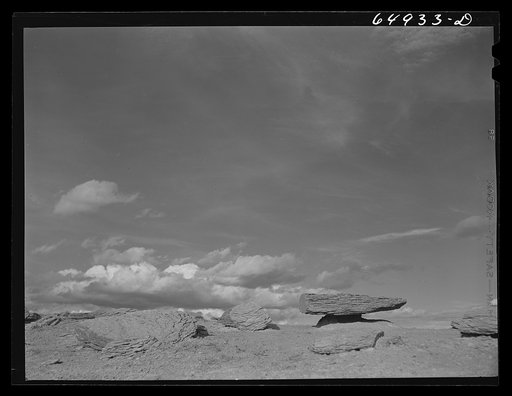 Garfield County, Montana. Rock formations on sheep grazing land leased from the railroad