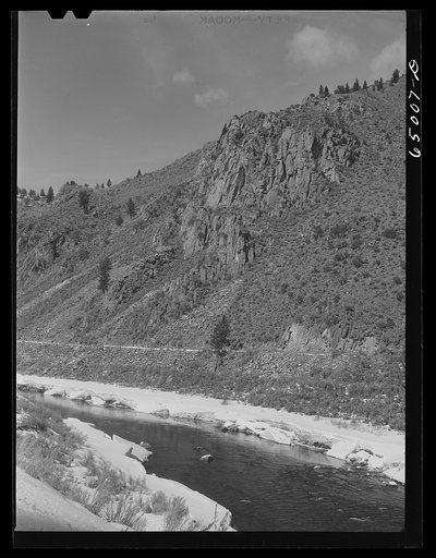 Untitled photo, possibly related to: Beaverhead County, Montana. Ice and snow melting along the Big Hole River