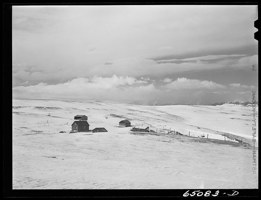 Park County, Montana. Abandoned farm buildings