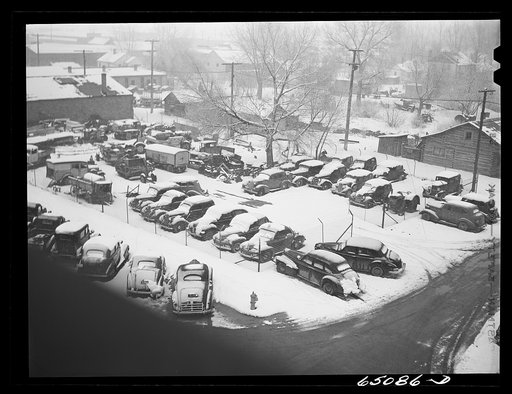 Untitled photo, possibly related to: Lewiston, Montana. Used car lot
