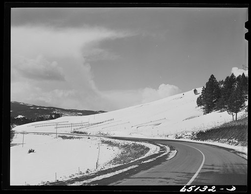 Powell County, Montana. Snow fences along U.S. Highway No. 10