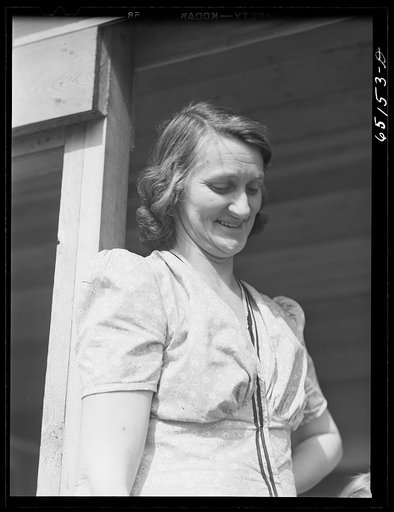 "[Untitled photo, possibly related to:  Flathead Valley special area project, Montana. Mrs. Ed Line, wife of FSA (Farm Security Administration) borrower]"