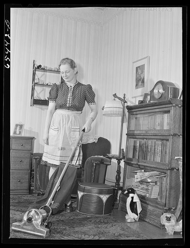 Wisdom, Montana. Mrs. Len Smith, using vacuum cleaner in her home