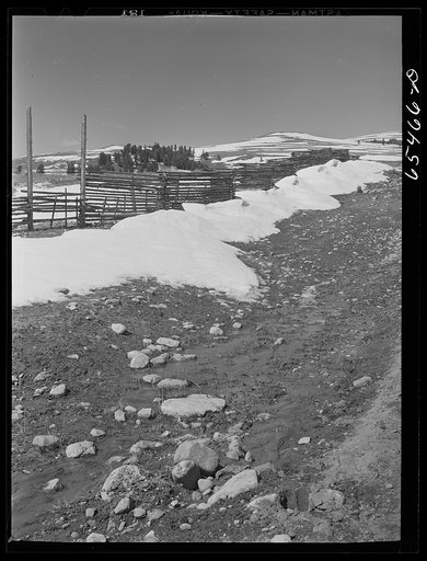 Beaverhead County, Montana. Melting snow in the Big Hole Basin