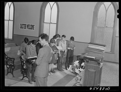 Wisdom, Montana. Prayer at Sunday school