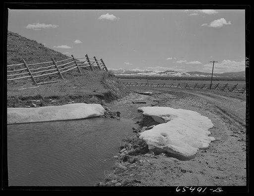 Beaverhead County, Montana. Melting snow in the Big Hole Basin