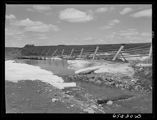 Beaverhead County, Montana. Melting snow in the Big Hole Basin