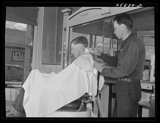 Untitled photo, possibly related to: Wisdom, Montana. Barbershop