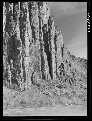 Untitled photo, possibly related to: Beaverhead County, Montana. Rock formation along U.S. highway number ninety-one