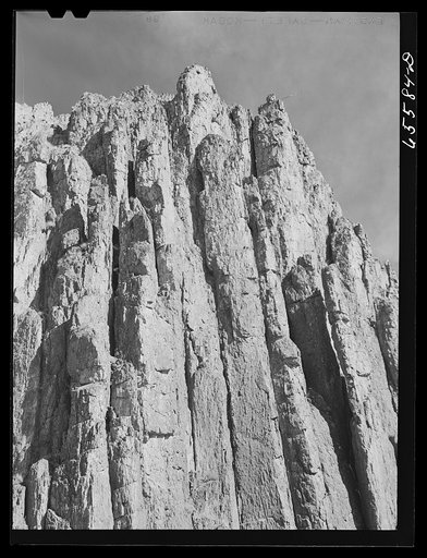 Untitled photo, possibly related to: Beaverhead County, Montana. Rock formation along U.S. highway number ninety-one