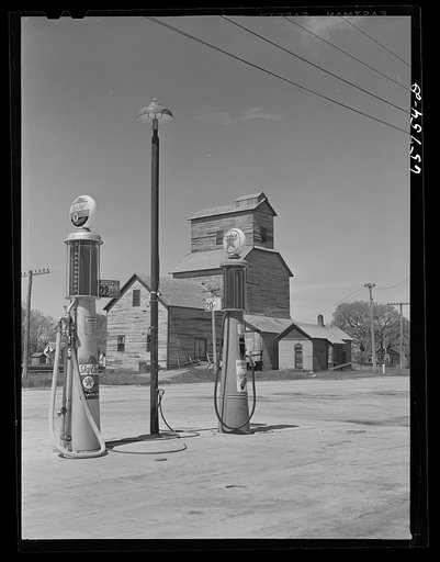 Gothenburg, Nebraska. Gas station and grain elevator