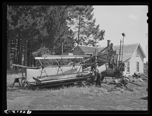 Getting the combine ready for the harvest. Genesee, Latah County, Idaho