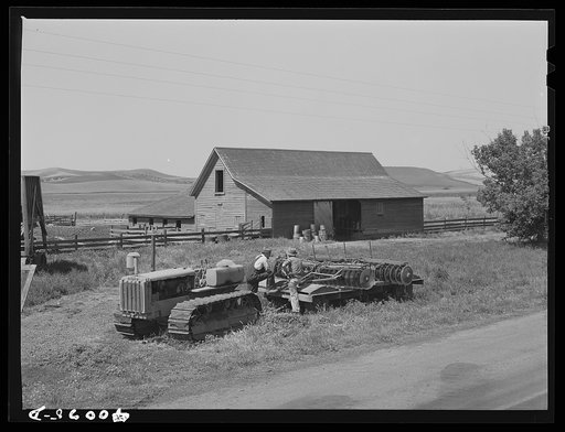 Tractor and harrow. Latah County, Idaho